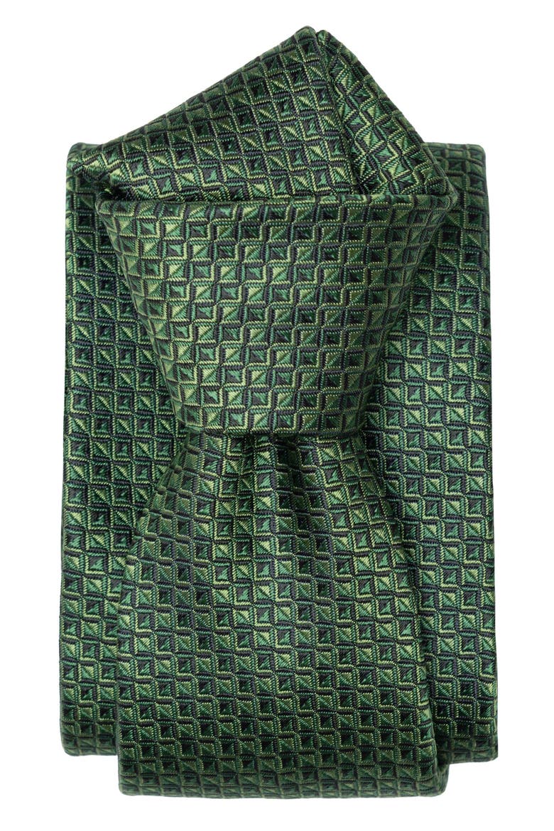 Brunelli - Extra Long Silk Jacquard Tie for Men, Alternate, color, Green