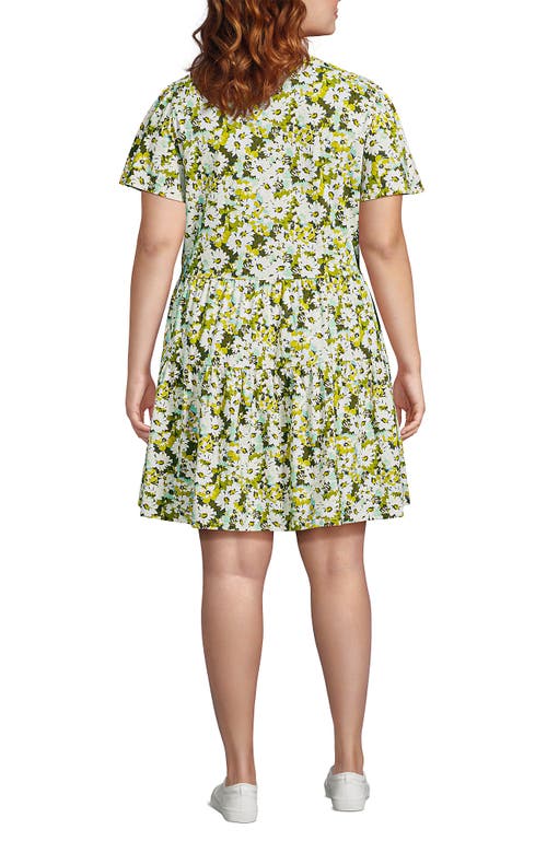 Lands' End Cotton Jersey Tiered Mini Dress In Multi