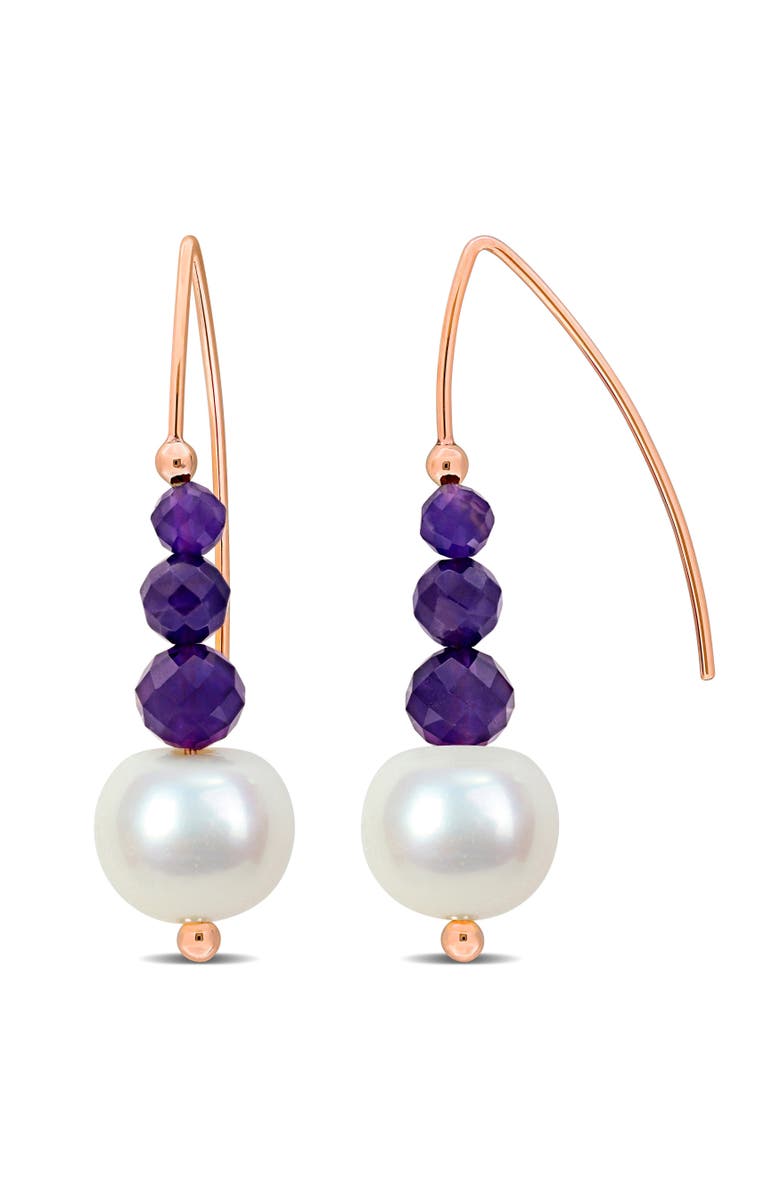 Julianna B. Pearl & Amethyst Bead Charm Earrings 10k, Main, color, Amethyst