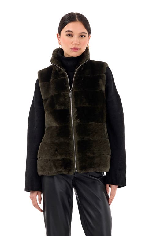 Gorski Horizontal Shearling Lamb Zip Vest With Quilted Back In Black