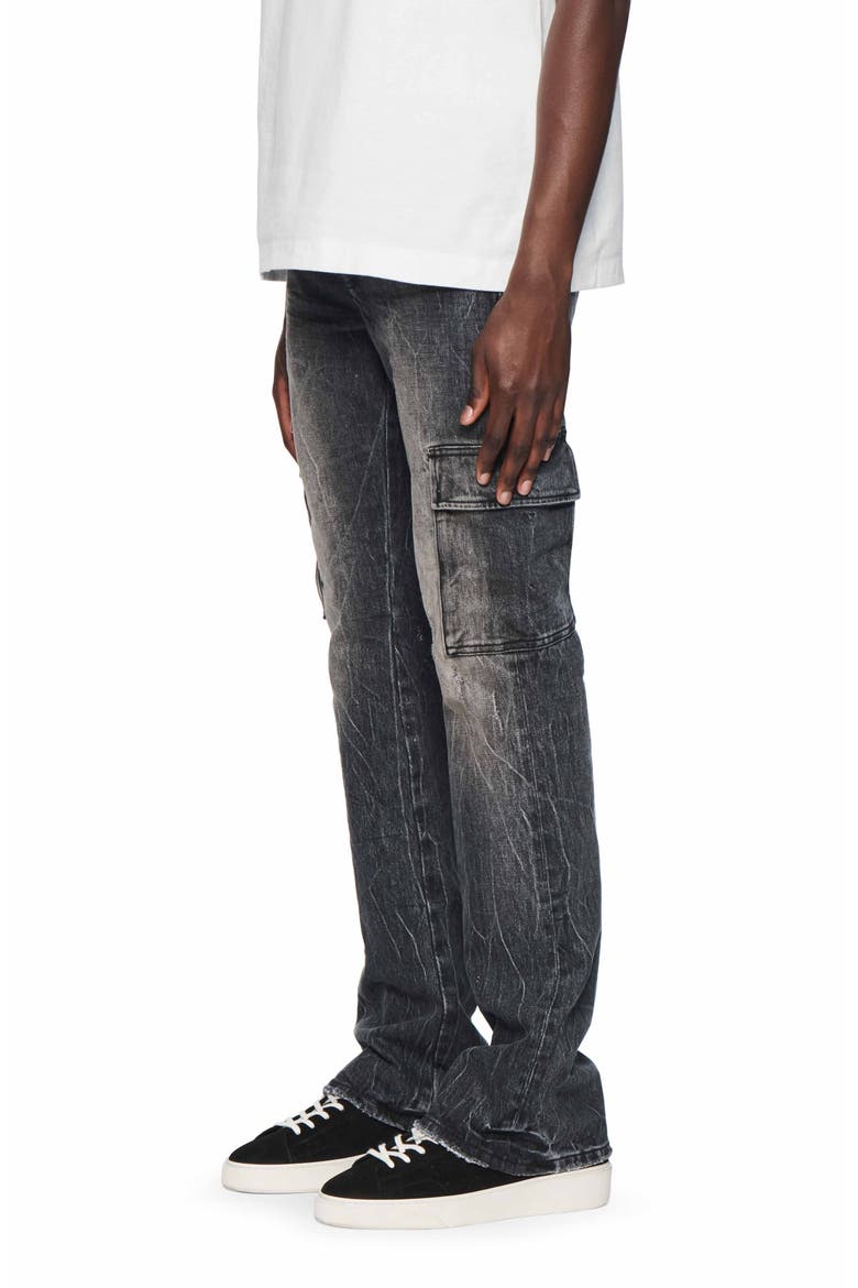 Tinted Worn Flare Cargo Jeans, Alternate, color, BLACK