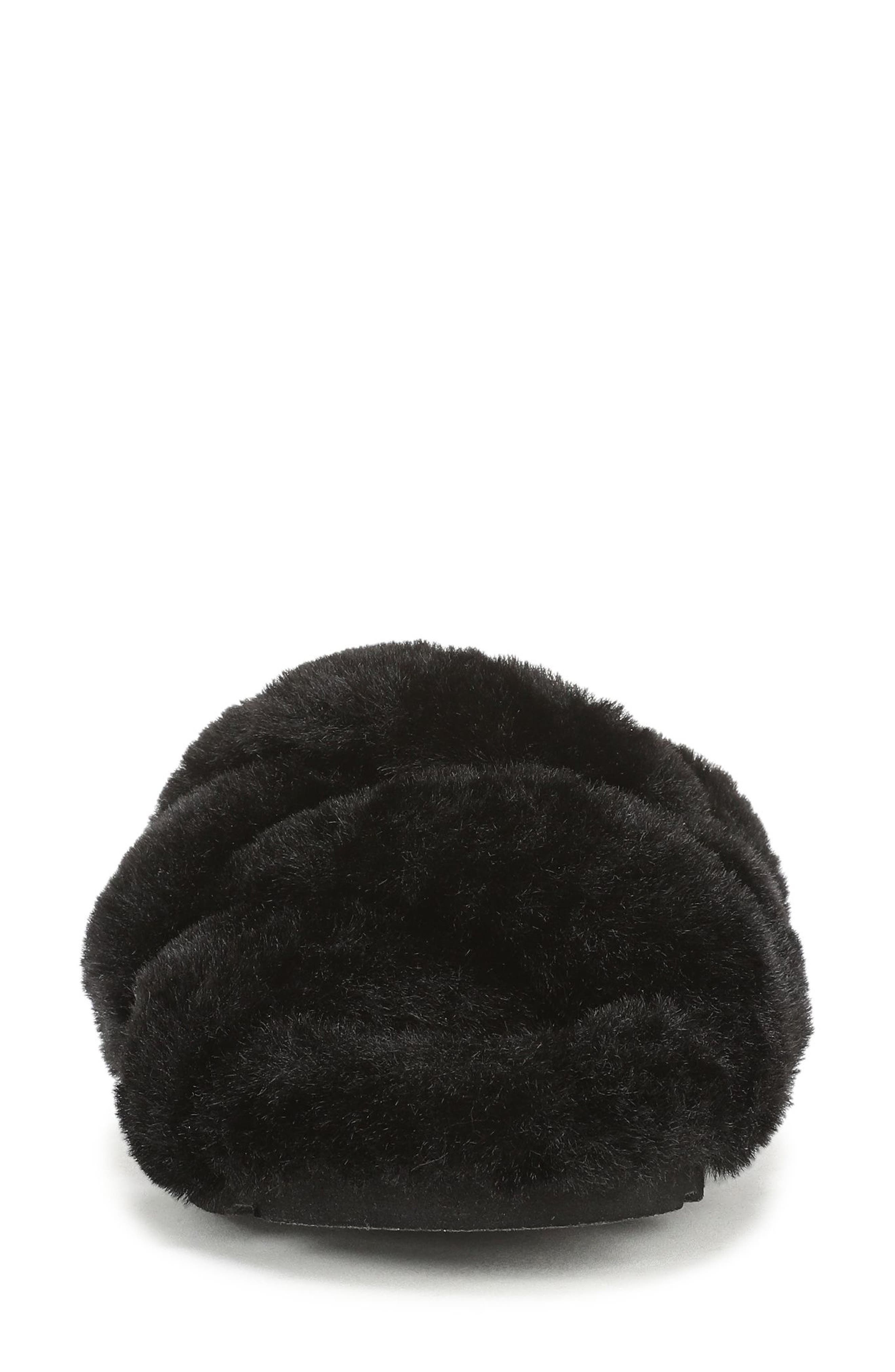 Peppa Faux Fur Slipper, Alternate, color, BLACK