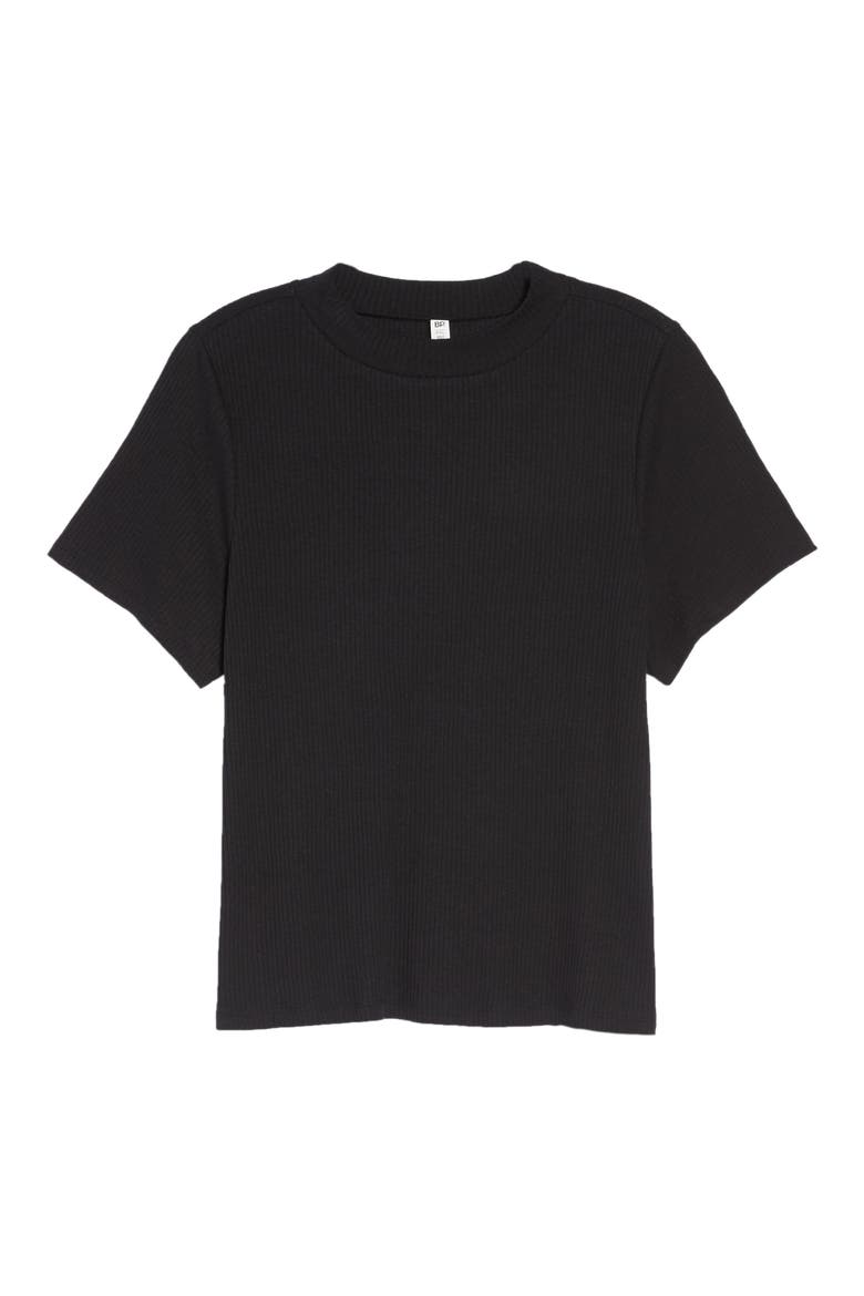 Mock Neck Slouch Tee, Alternate, color, BLACK
