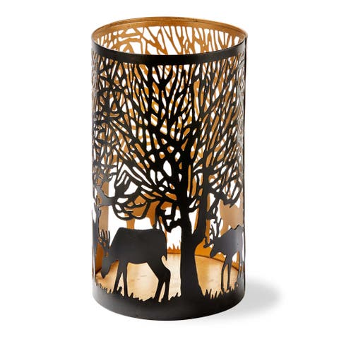 Forest Luminary Black Iron Pillar Candle Holders Elegant Decor