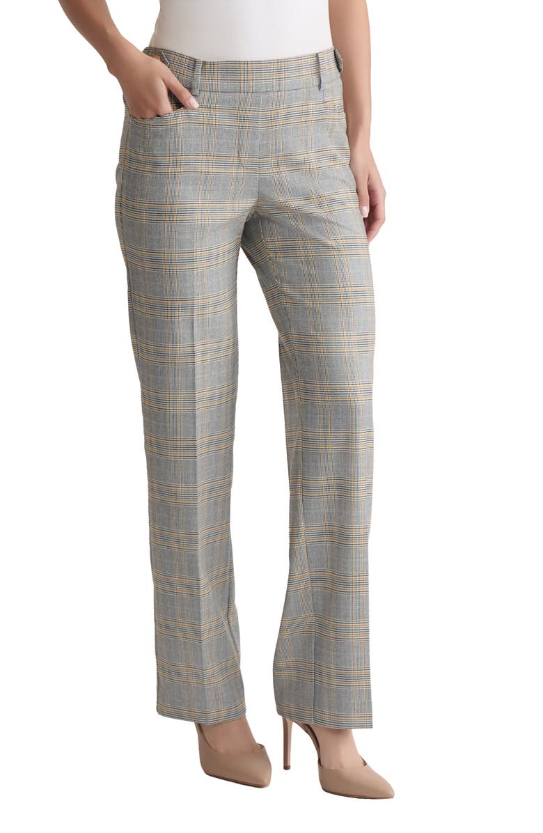 Jones New York Button Tab Plaid Slim Fit Pants, Alternate, color, Jonagold Multi