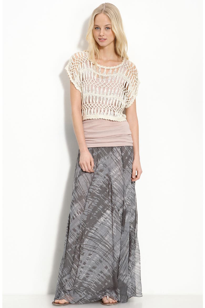 Print Maxi Skirt, Alternate, color, INDIGO/ BLACK
