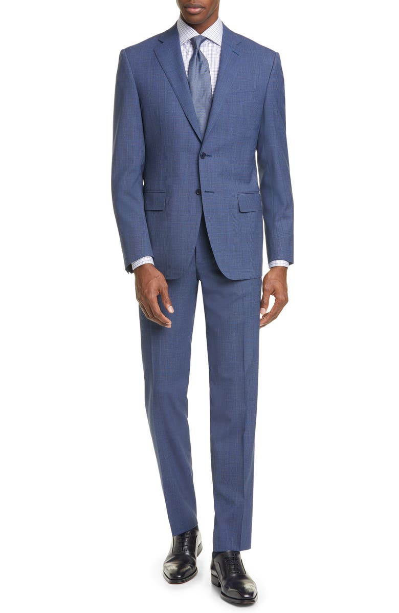 Canali Siena Soft Classic Fit Plaid Wool Suit, Main, color,
