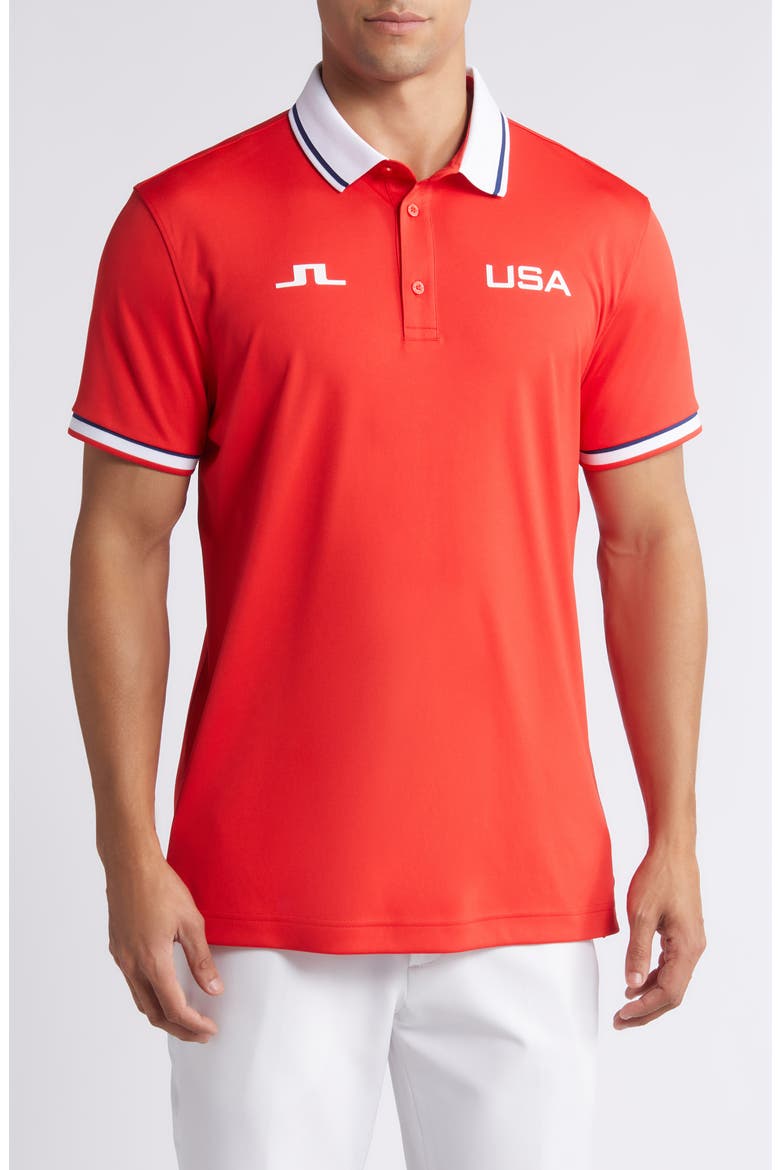 Timeo Golf Polo, Main, color, FLAME SCARLET