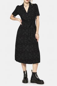 Disturbia Cameo Floral Tie Belt Midi Shirt Dress