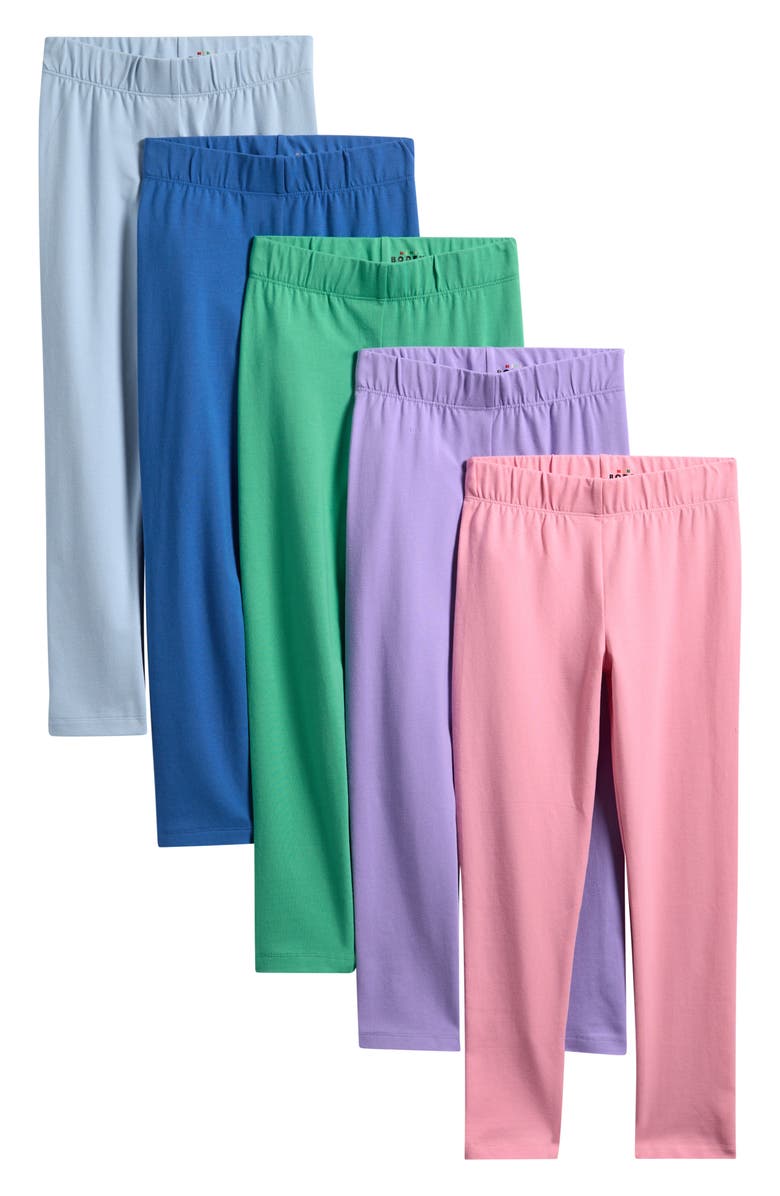 Mini Boden Kids
 Assorted 5-Pack Stretch Cotton Blend Leggings, Main, color, Soft Rainbow