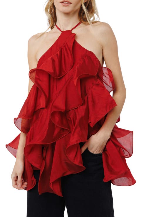Echo Ruffle Halter Neck Top
