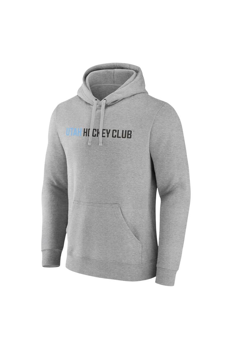 Men's Fanatics Heather Gray Utah Hockey Club Wordmark Logo Fleece Pullover Hoodie, Alternate, color, Heather Gray