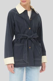 ZOE AND CLAIRE Tie Waist Trench Coat