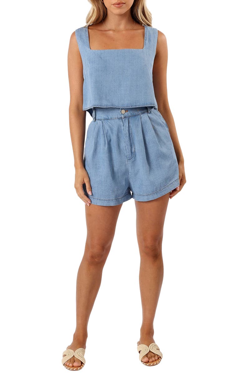 Petal & Pup Kingston Two-Piece Denim Tank & Shorts Set, Main, color, Medium Blue