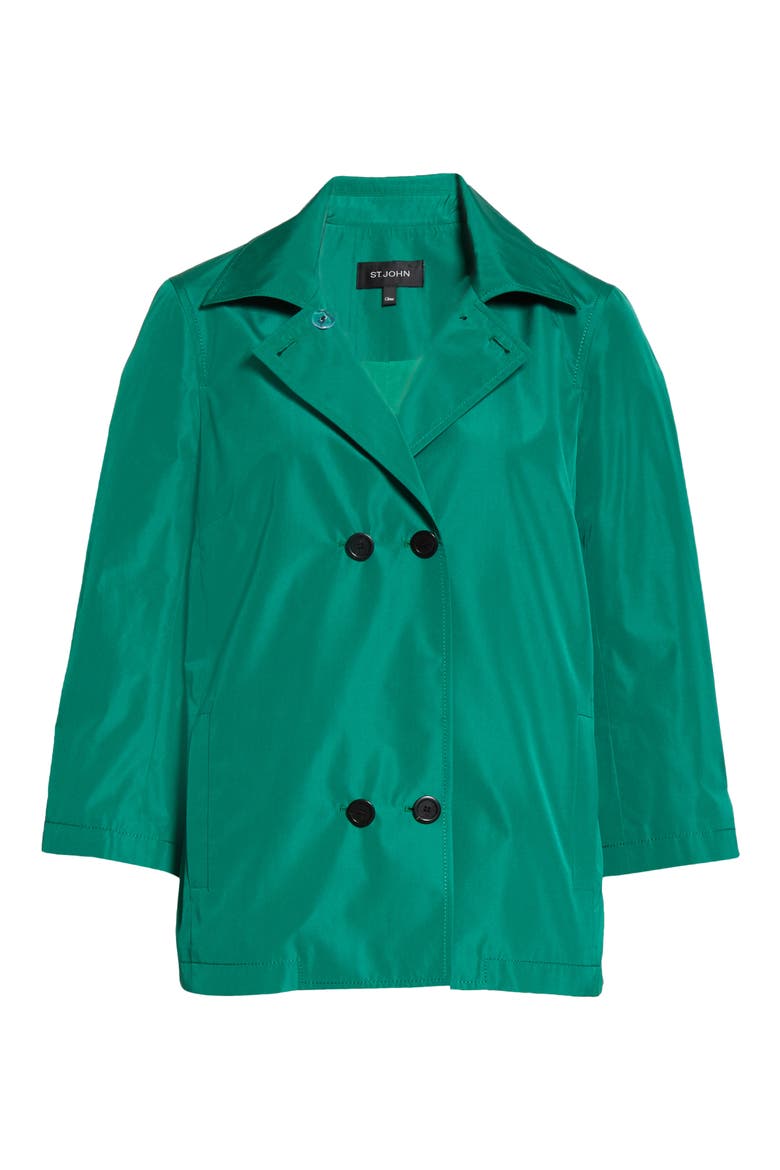 Lightweight Taffeta Double Breasted Jacket, Alternate, color, DARK GRASS GREEN