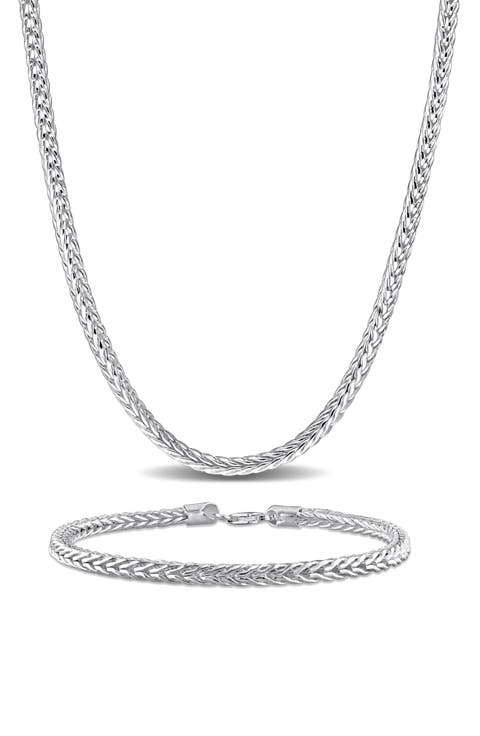 4.2mm Foxtail Chain Necklace & Bracelet Set