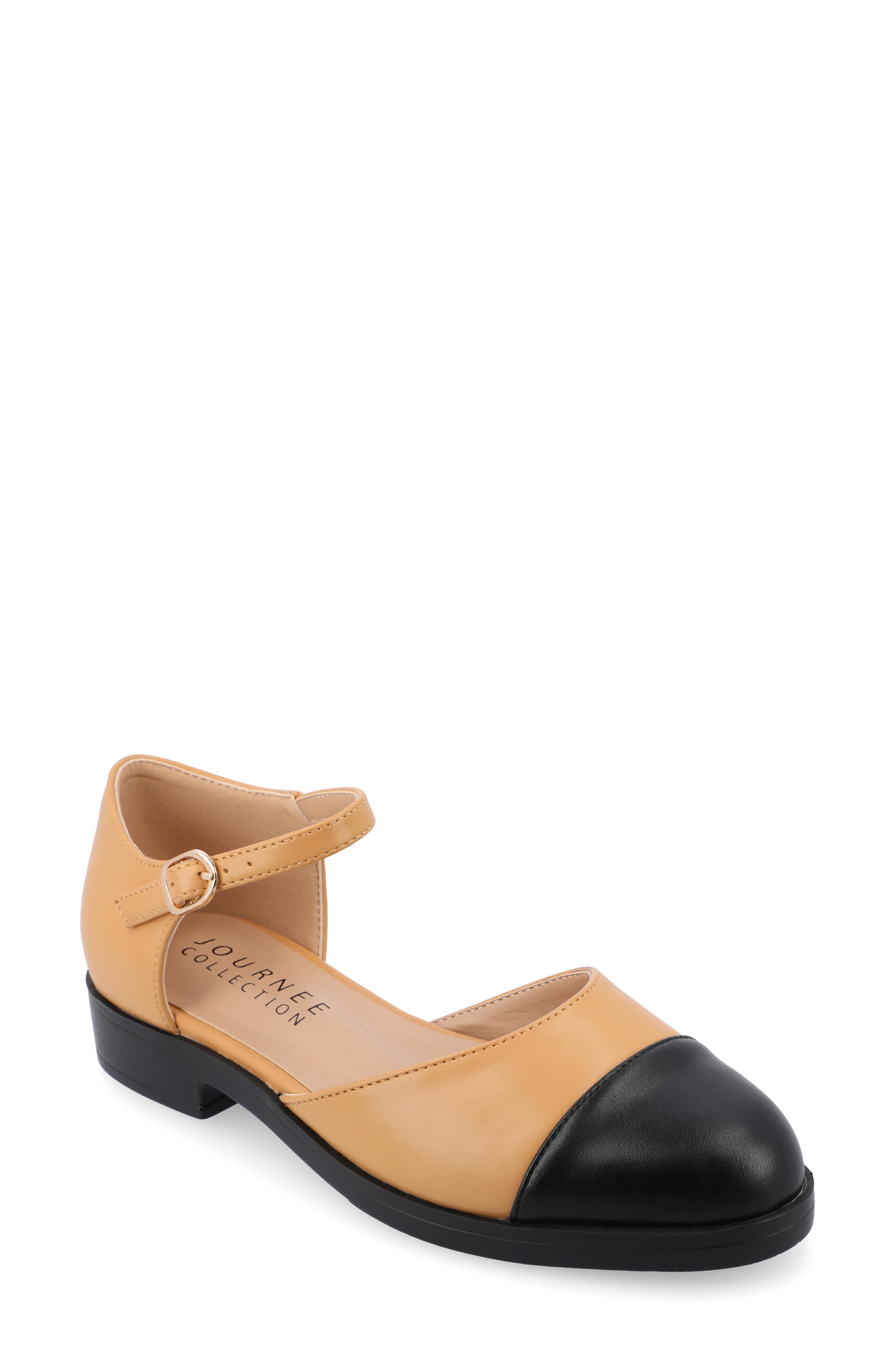 Journee Collection Tesley Cap Toe Mary Jane Flat, Main, color, Tan