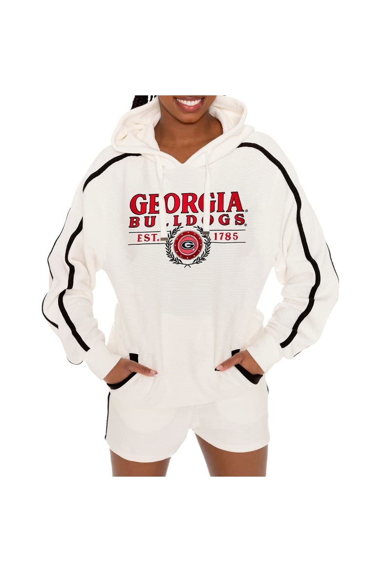 Women's Gameday Couture Cream Georgia Bulldogs Down, Set, Go Pullover Hoodie and Shorts Set, Main, color, Cream