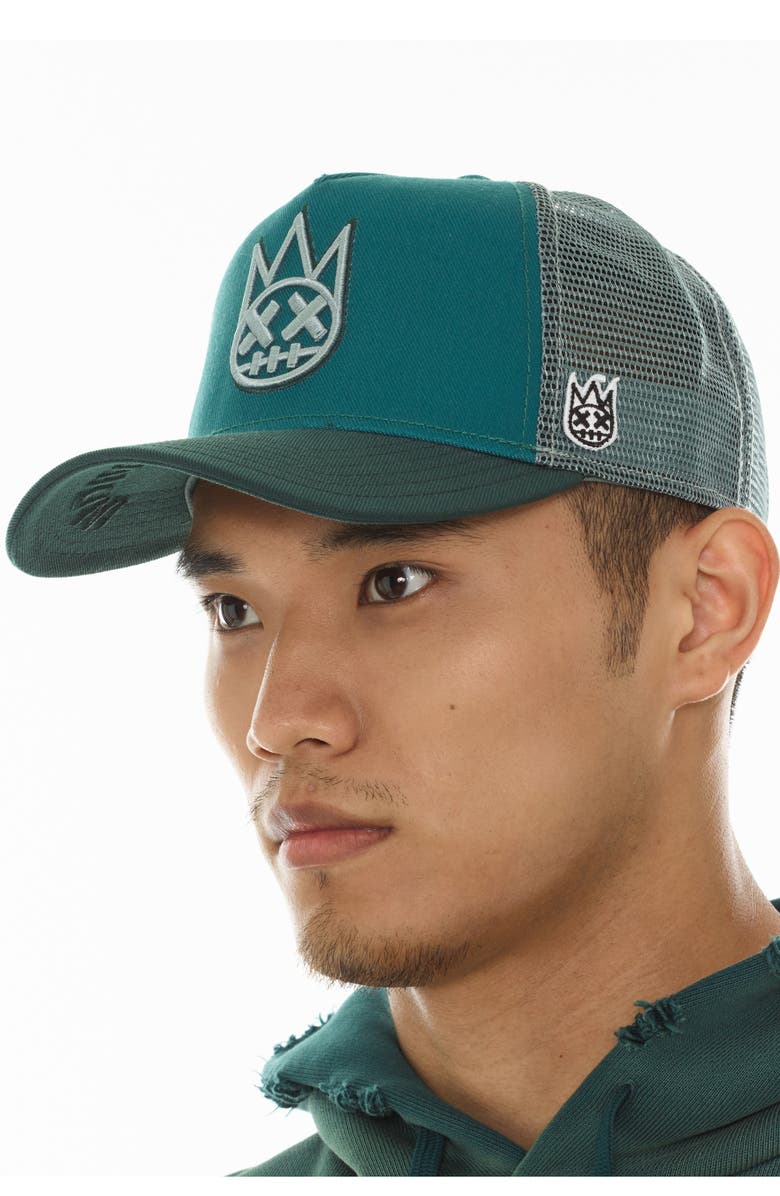 Cult of Individuality Shimuchan Logo Colorblock Trucker Hat, Alternate, color,