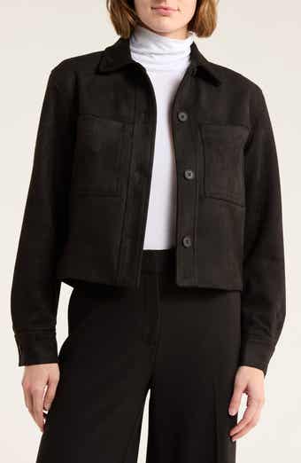 T Tahari Crop Faux Suede Jacket