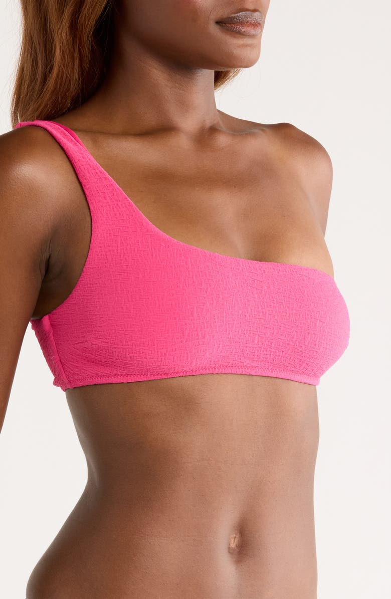 MANGO Textured One-Shoulder Bikini Top, Alternate, color, 