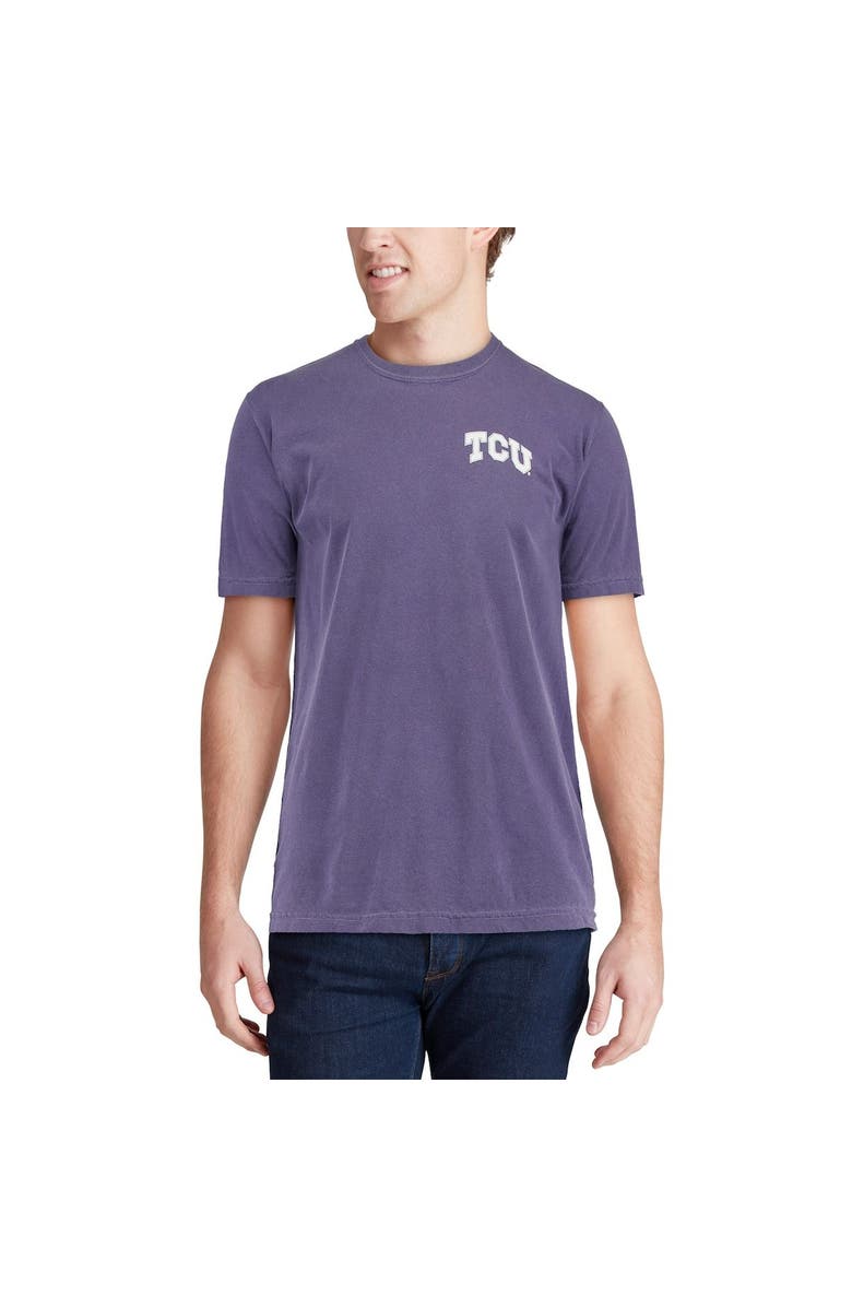 IMAGE ONE Men's Purple TCU Horned Frogs Baseball Flag Comfort Colors T-Shirt, Alternate, color, 