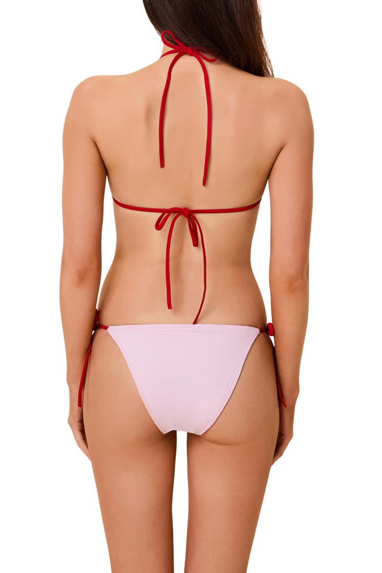 The Iris Reversible Halter Triangle Bikini Top, Alternate, color, CRANBERRY FROSTED PINK