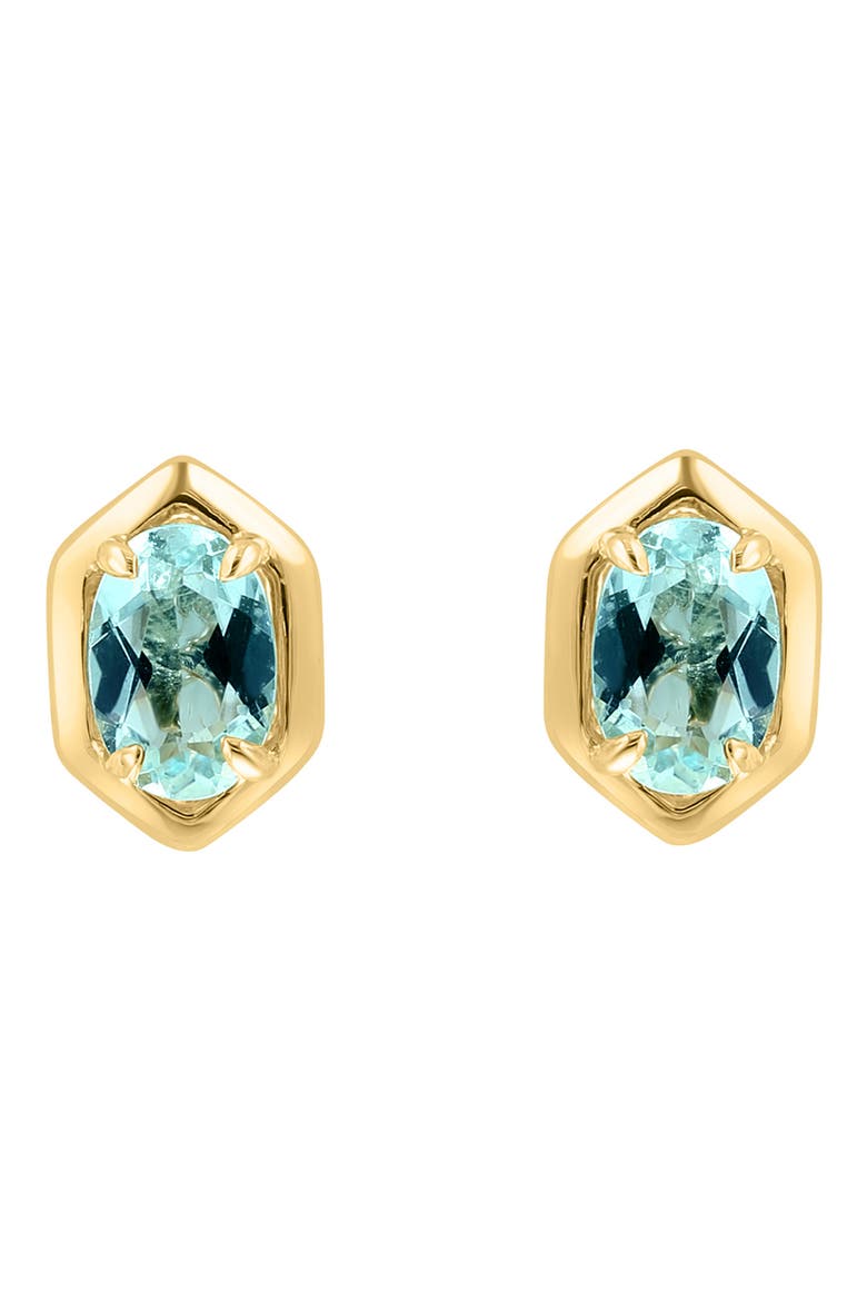 Oval Aquamarine Stud Earrings, Alternate, color, BLUE