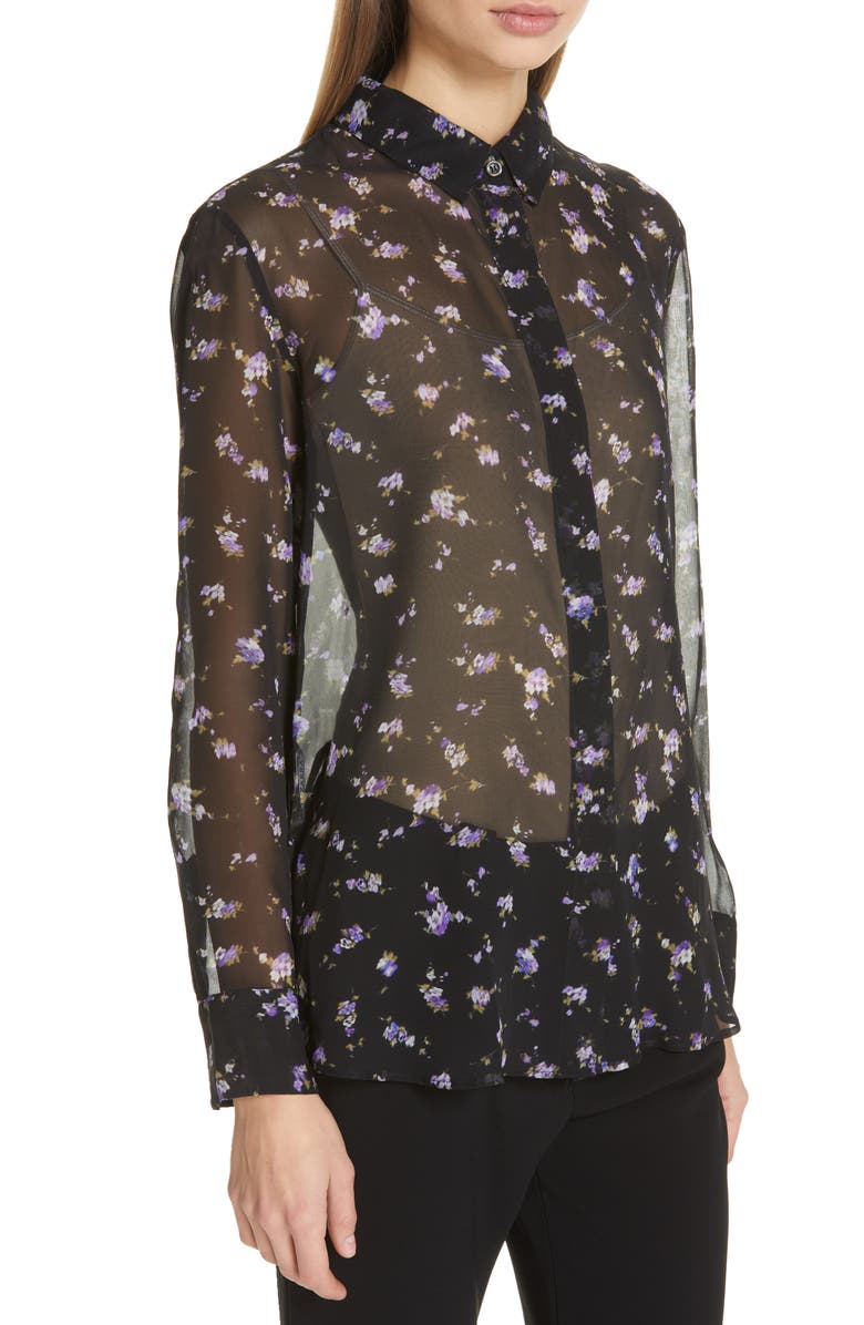 Altuzarra Floral Print Sheer Silk Blouse, Alternate, color, 