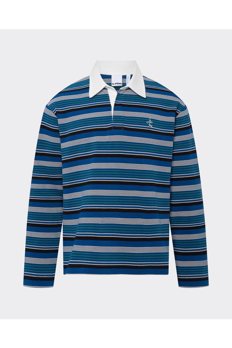 Long-Sleeve Rugby Polo, Main, color, Blue Multi Stripe