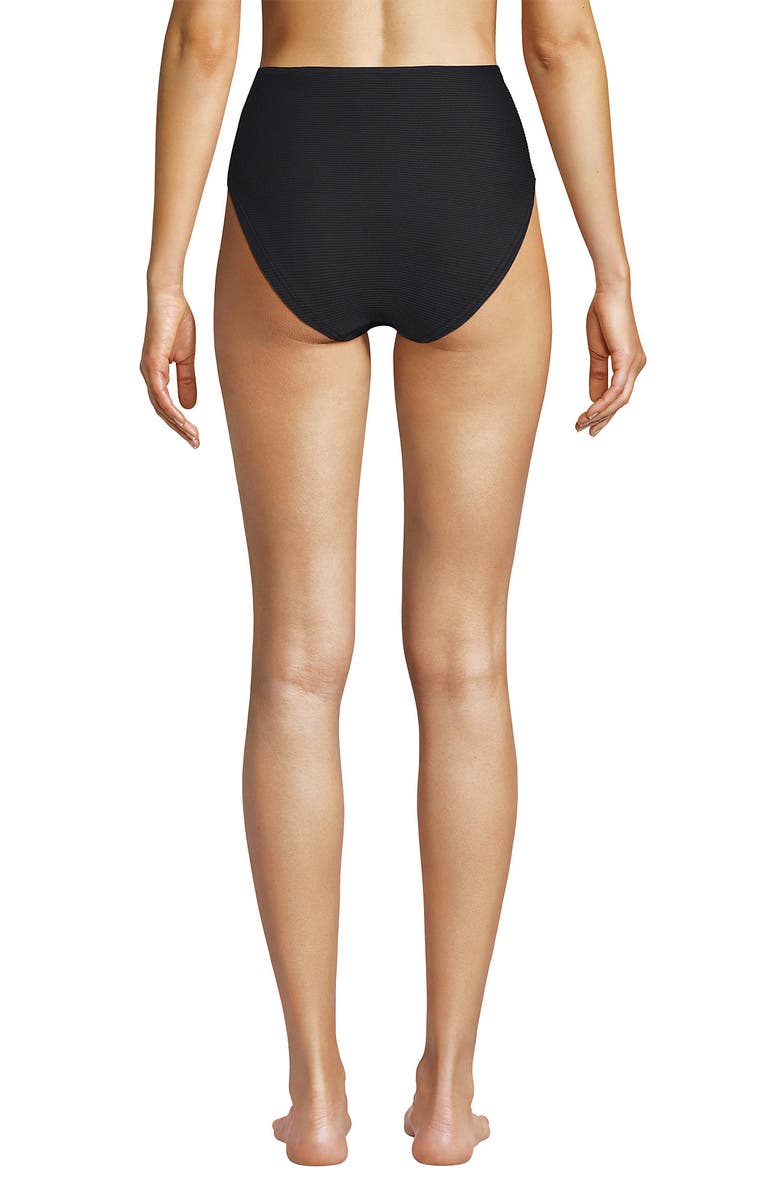 Lands' End Cheeky High Waisted Bikini Bottoms, Alternate, color, Black Ottoman