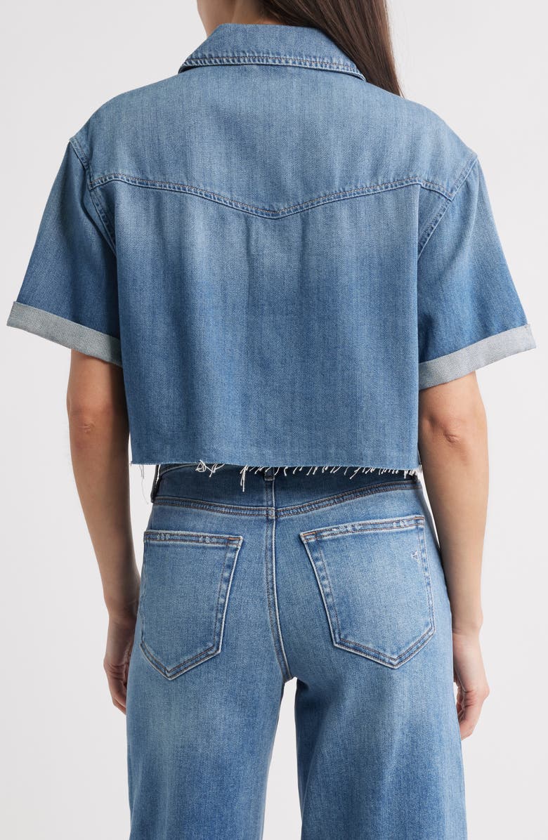 HIDDEN JEANS Crop Denim Shirt, Alternate, color, Medium Wash