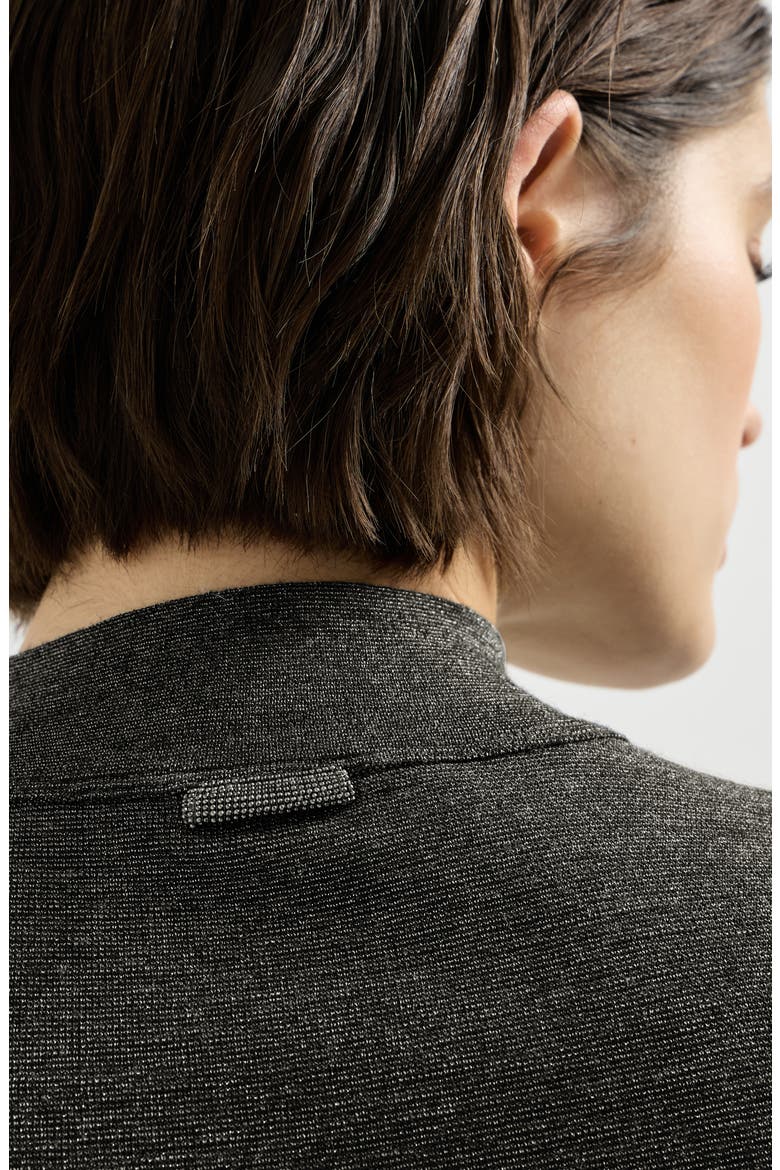 Sparkling virgin wool mock neck long sleeve T-shirt with monili, Alternate, color, Anthracite