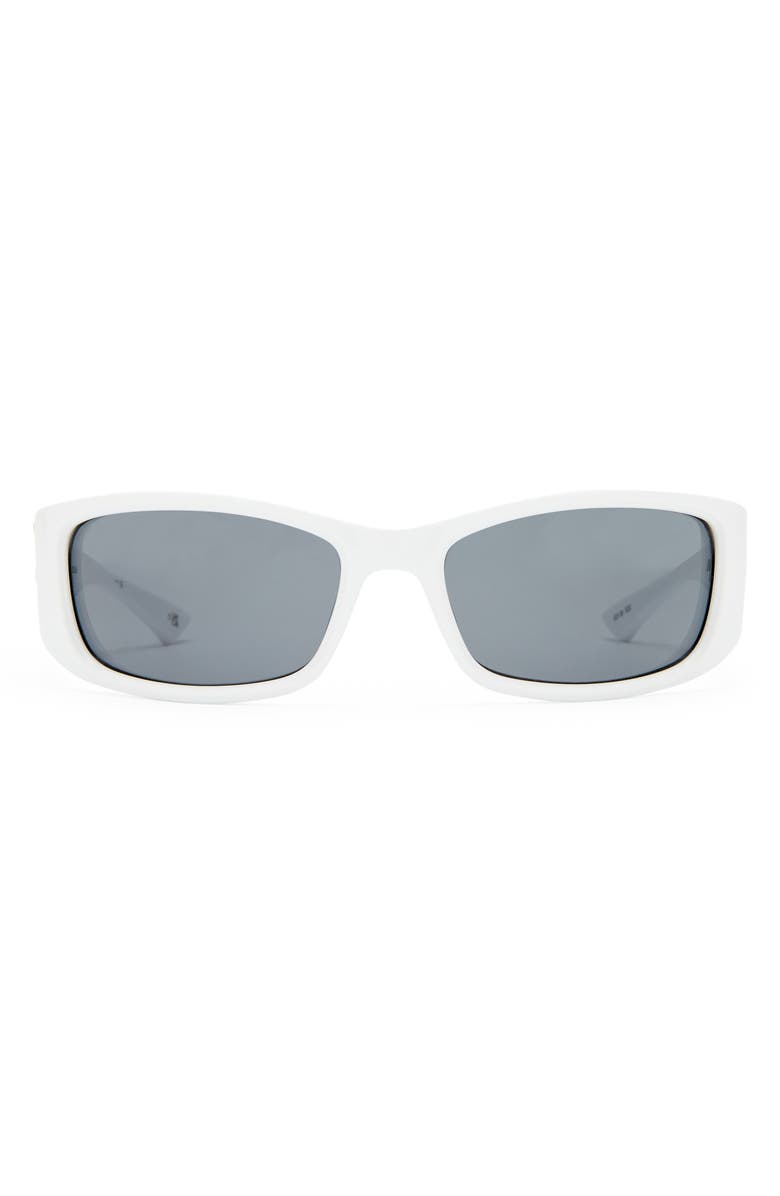 Le Specs Du Jour 60mm Rectangular Sunglasses, Main, color, Optic White / Smoke Mono