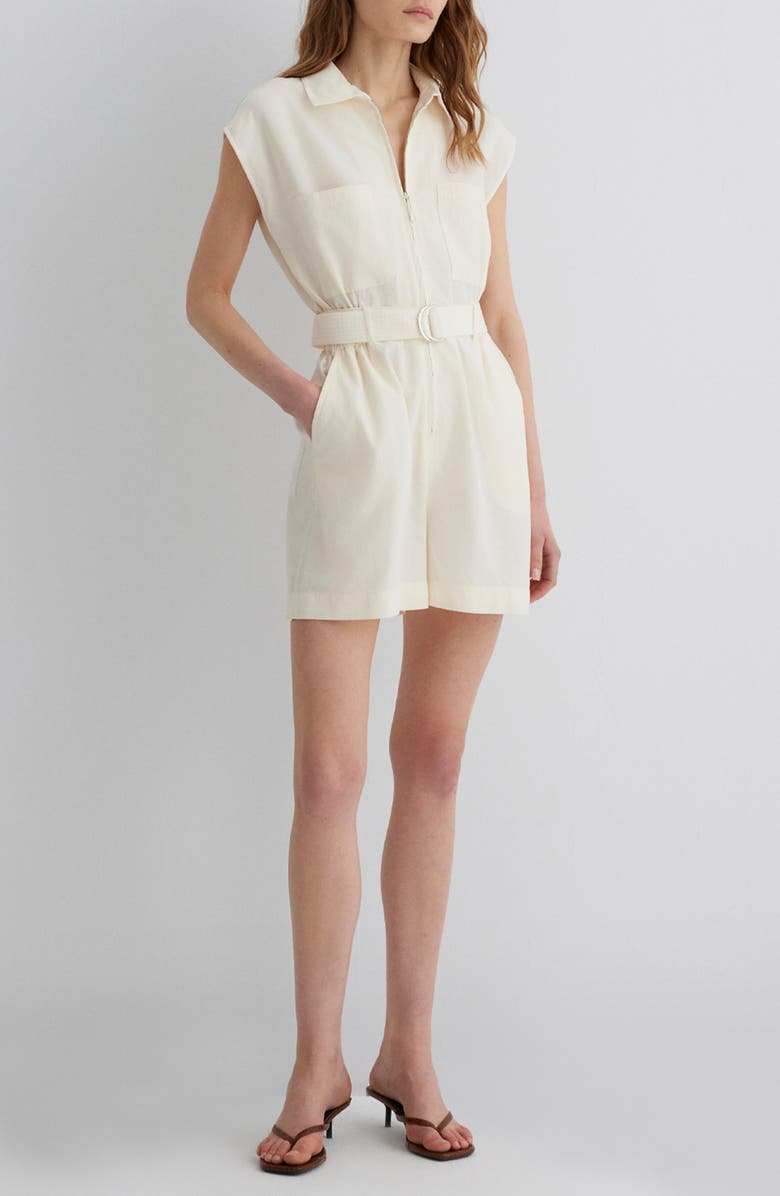 Mavi Jeans Short Belted Zip Jumpsuit, Alternate, color, Pristine