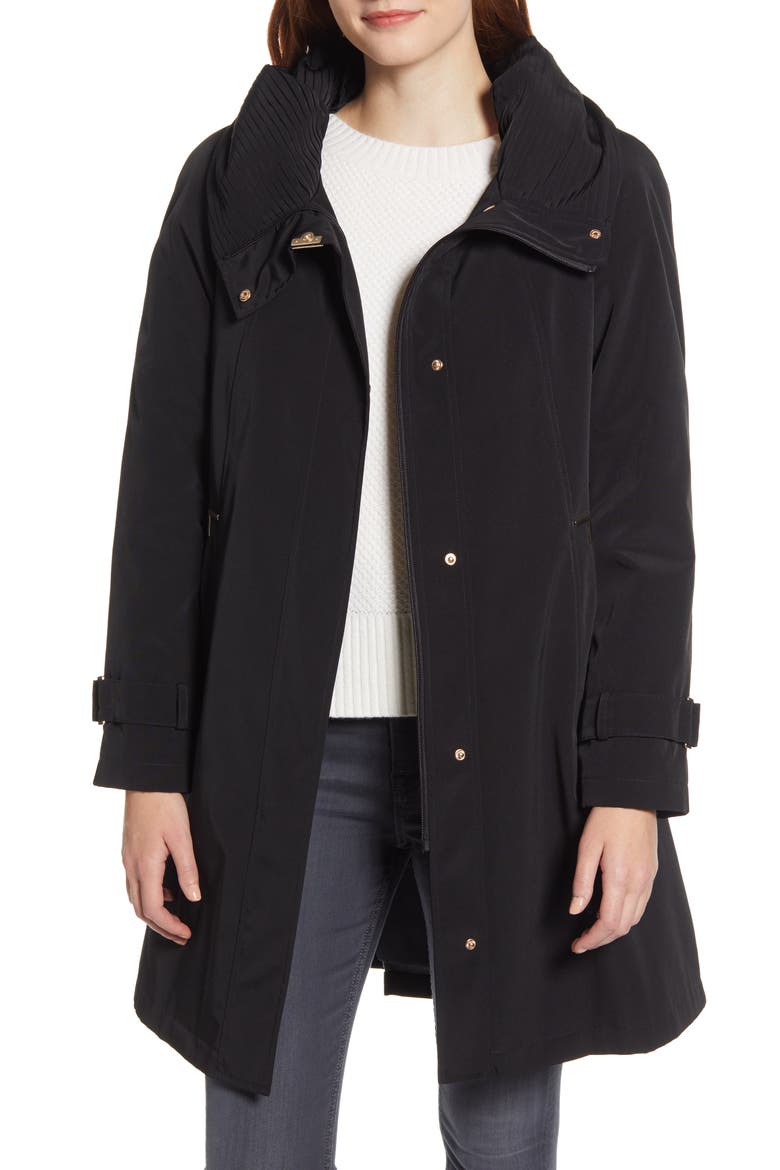 Water Repellent Hooded Raincoat, Main, color, BLACK