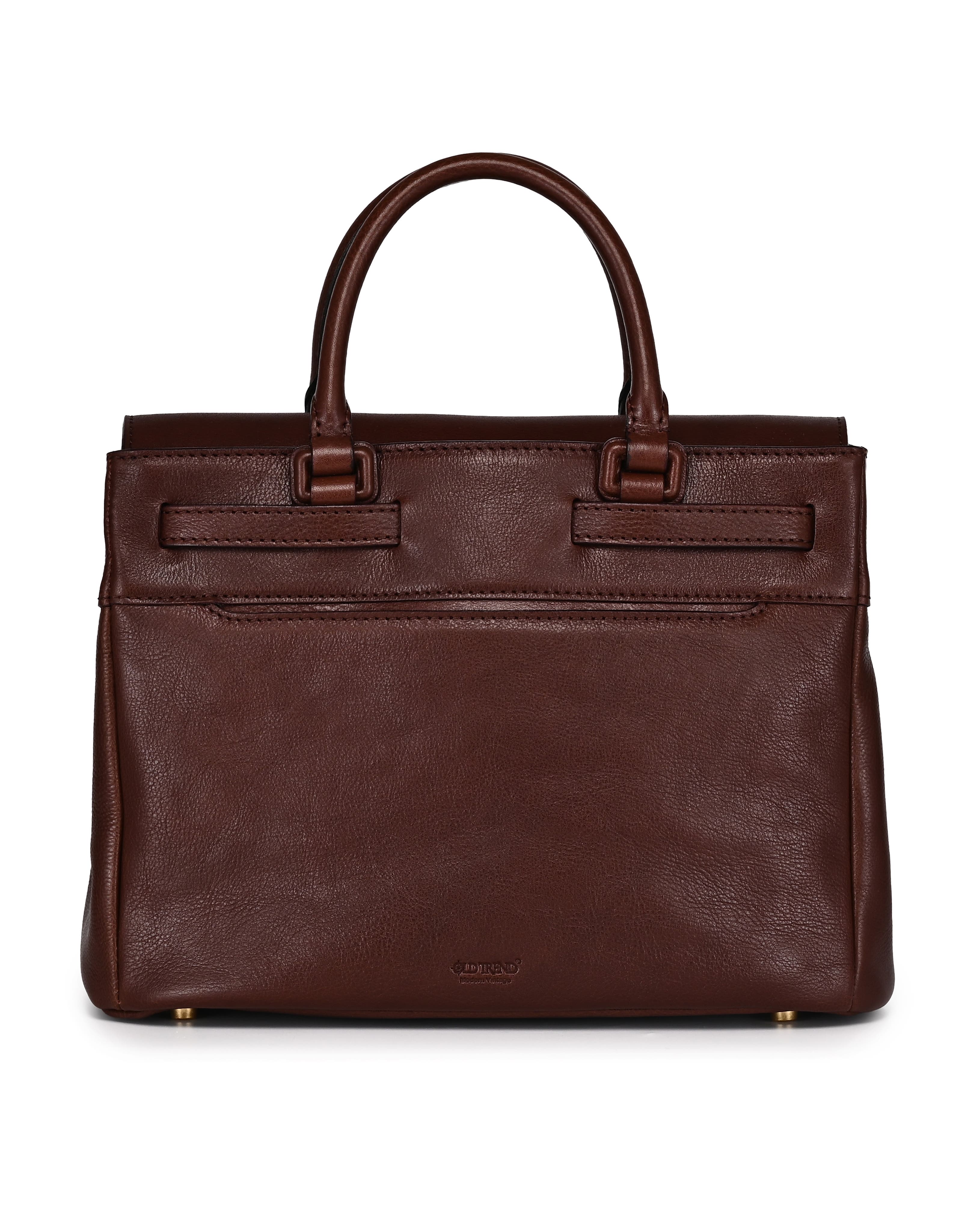 Wishbone Genuine Leather Structured Heritage Satchel, Alternate, color, Brown