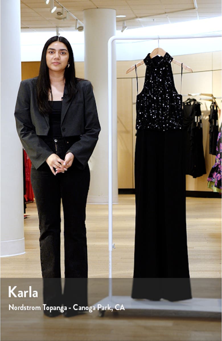 Sequin Bodice Halter Neck Jumpsuit, sales video thumbnail