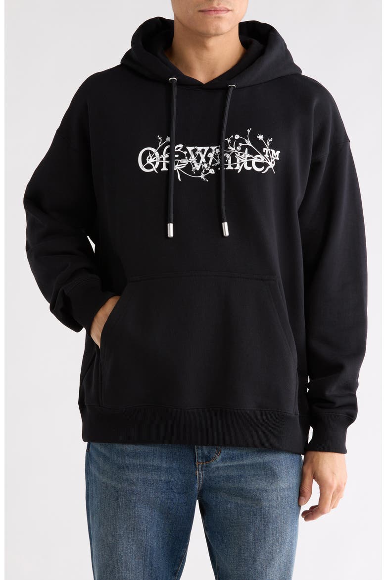 Bookish Flower Skate Hoodie, Main, color, BLACK-WHITE