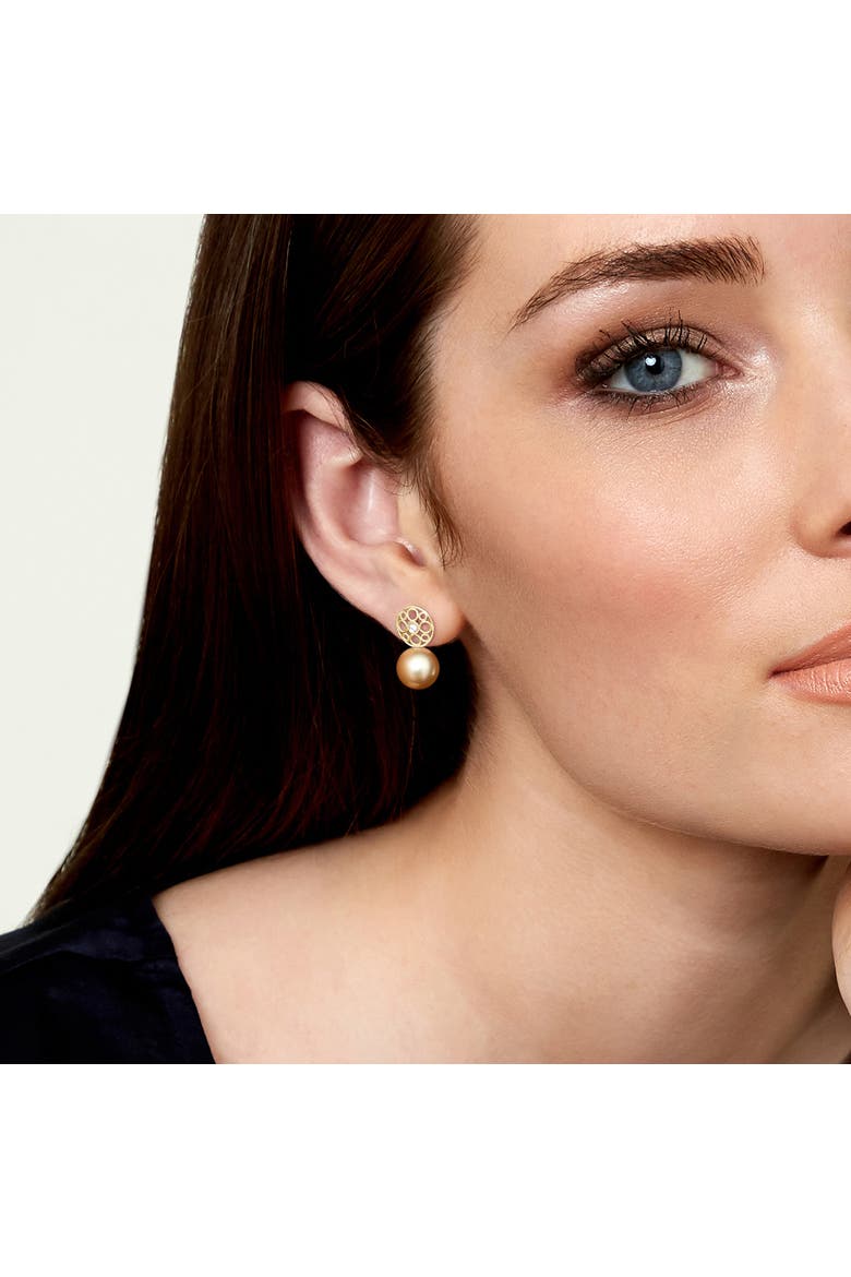 Golden South Sea Pearl & Diamond Faye Earrings, Alternate, color, Yellow Gold