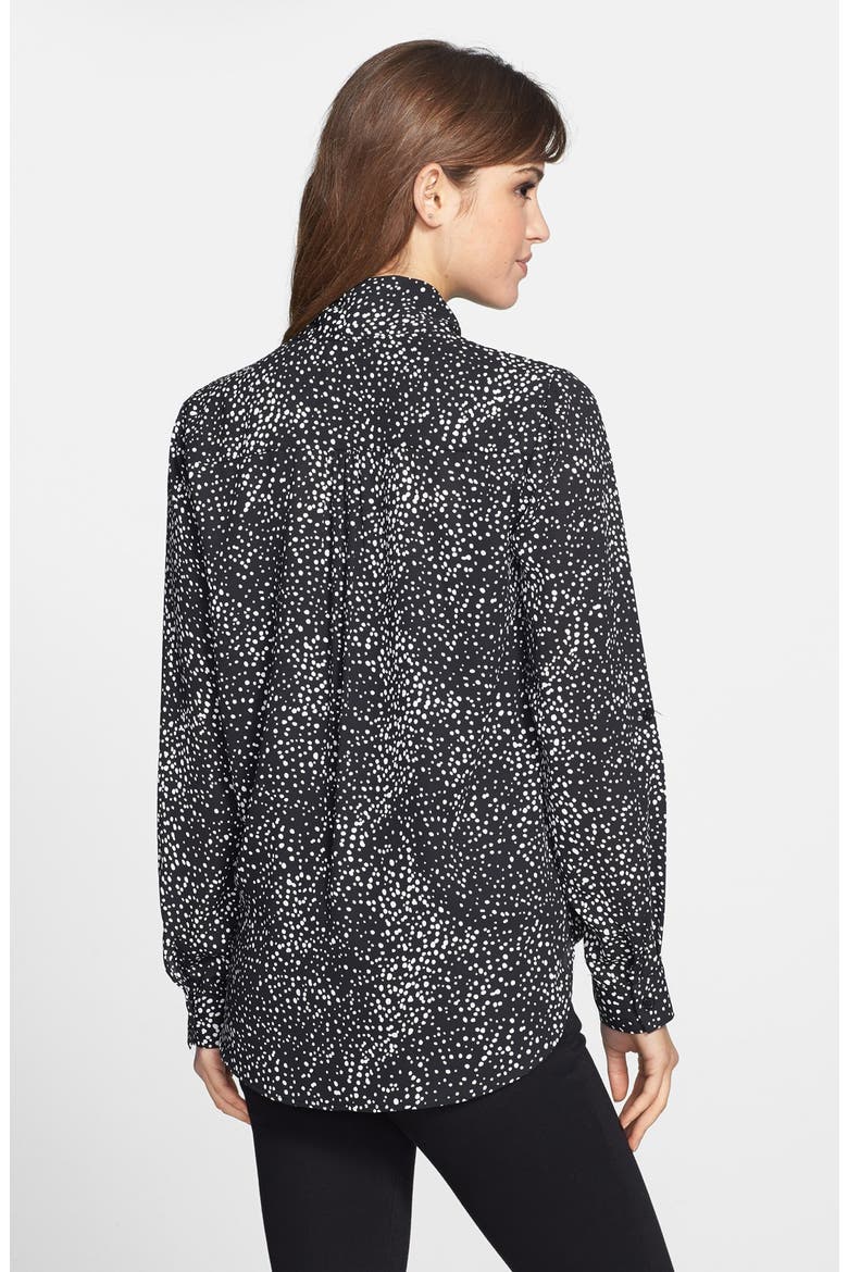 Faux Wrap Blouse, Alternate, color, BLACK/ WHITE LINED ELLIPSE