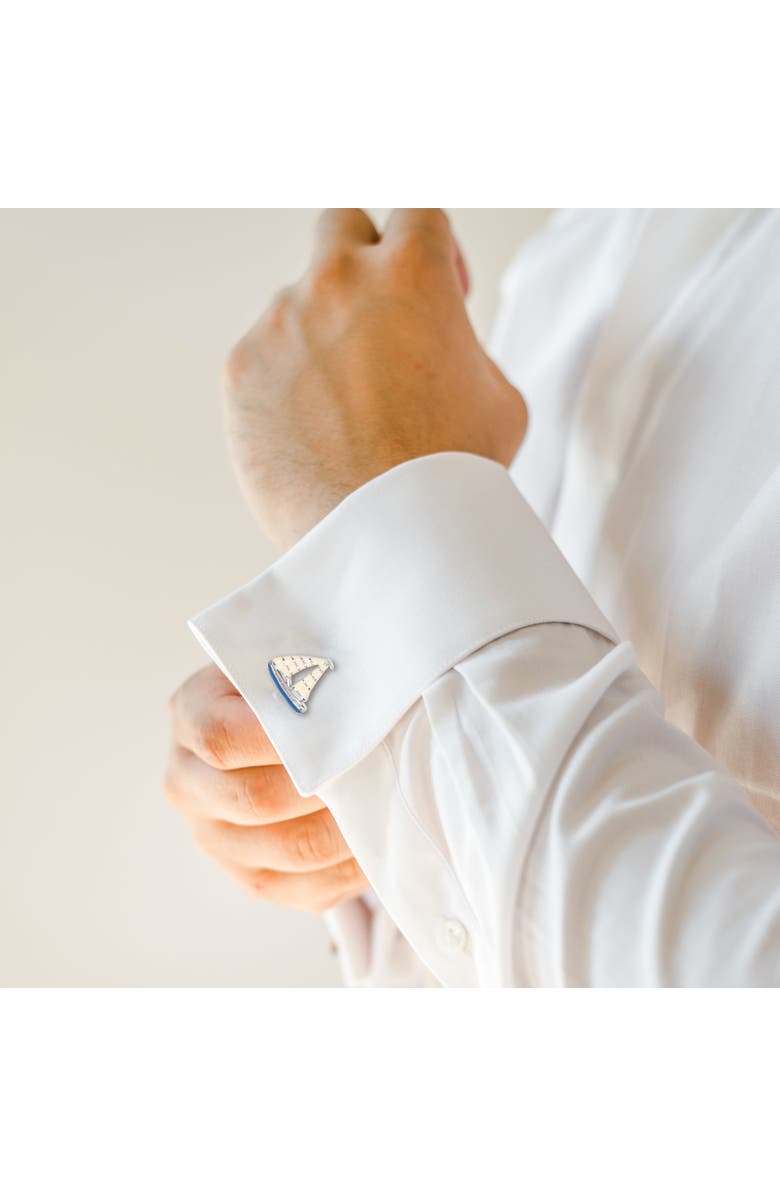 Link Up Blue Enamel Sailboat Cufflinks, Alternate, color, Blue