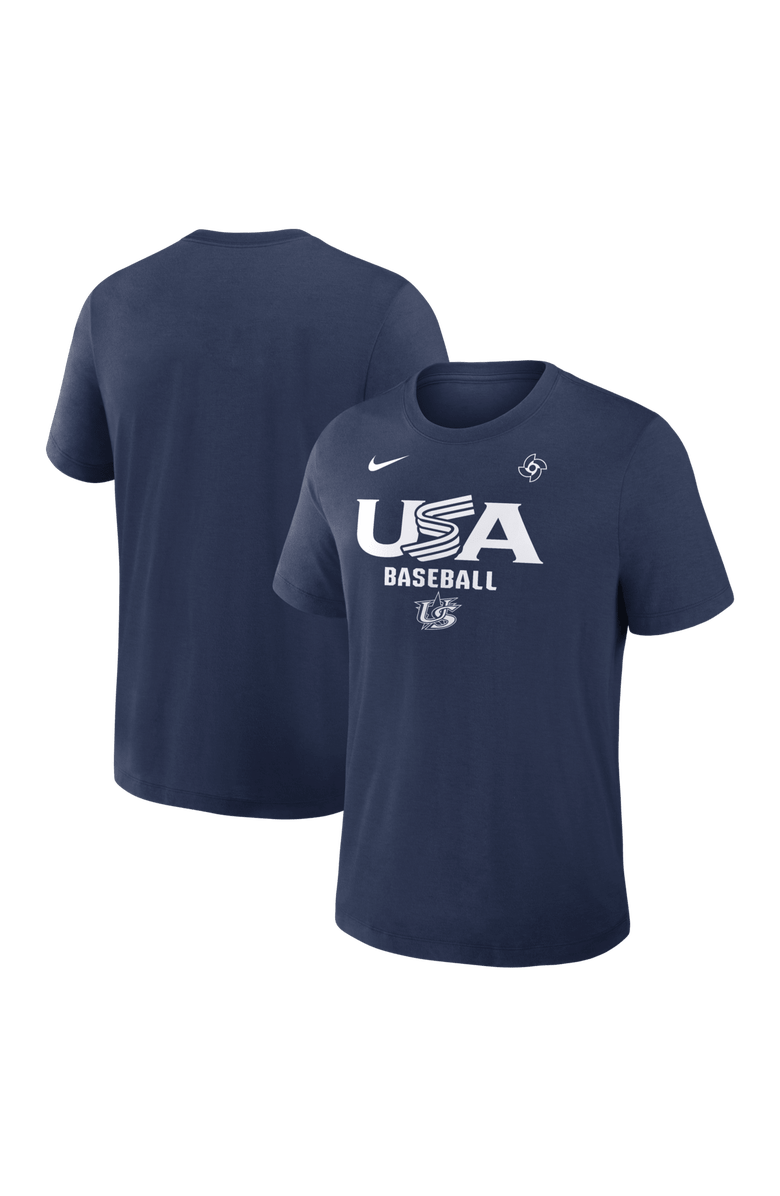Nike Men's Nike Navy USA Baseball 2026 World Baseball Classic Authentic Collection Early Work Dri-FIT Tri-Blend T-Shirt, Main, color, Navy