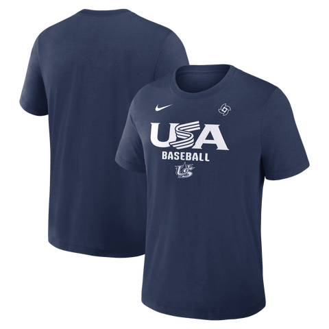 Men's Nike Navy USA Baseball 2026 World Baseball Classic Authentic Collection Early Work Dri-FIT Tri-Blend T-Shirt