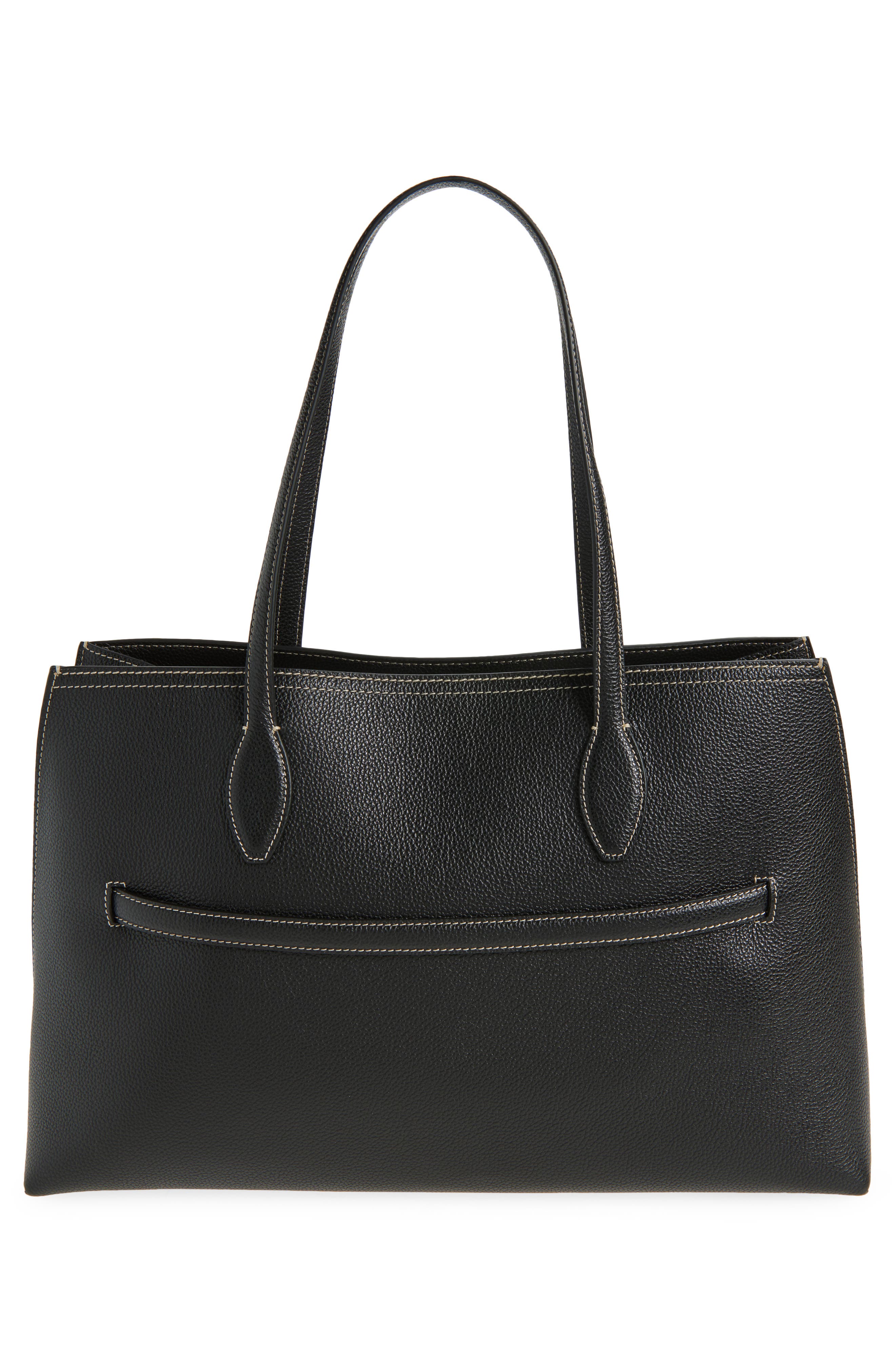 TOTEME Lounge Belted Leather Tote, Alternate, color, Black