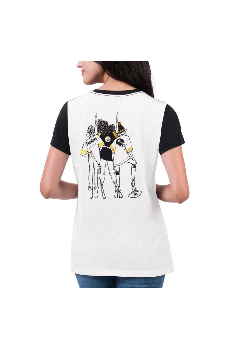 G-III 4HER BY CARL BANKS Women's G-III 4Her by Carl Banks White/Black Pittsburgh Steelers Fashion Illustration T-Shirt, Alternate, color, White