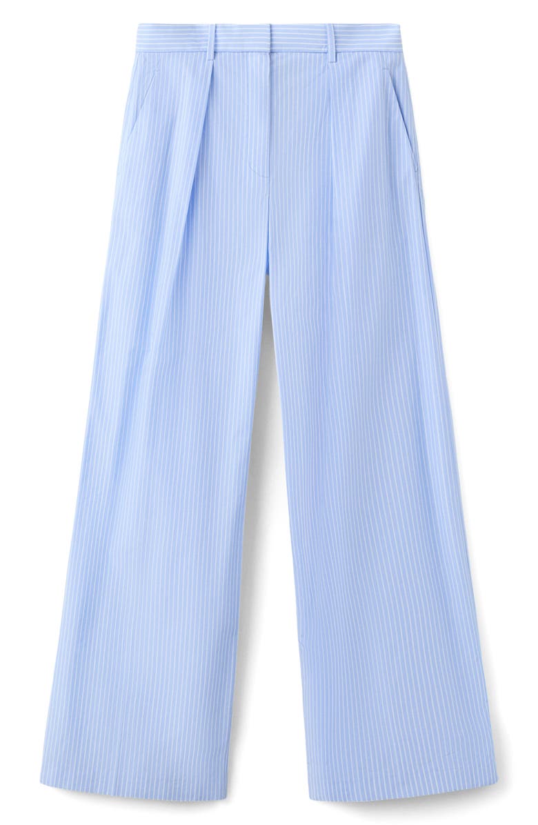 MANGO Pinstripe Wide Leg Pants, Alternate, color, Blue