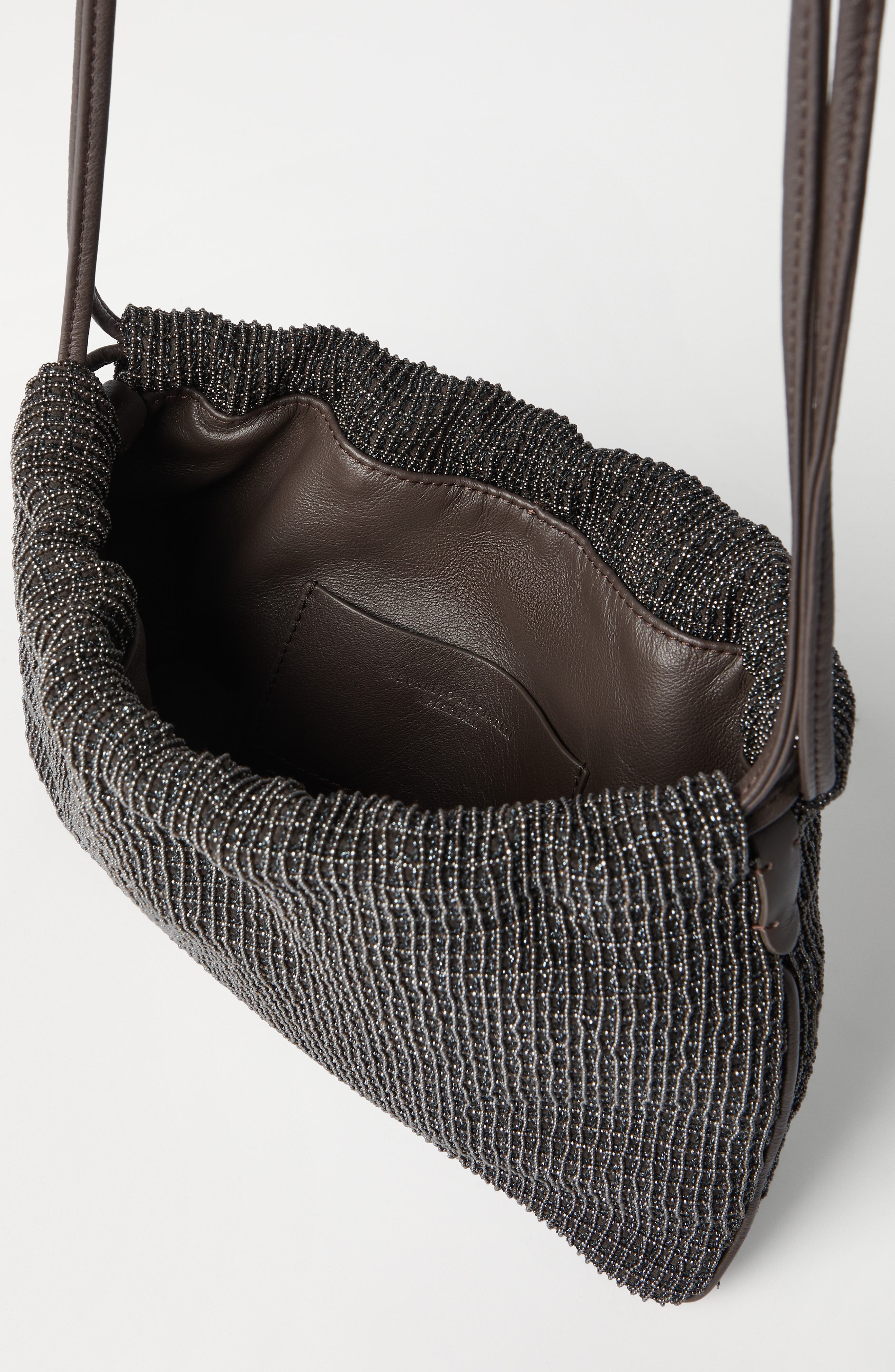 Brunello Cucinelli Riding leather soft pochette, Alternate, color, Black