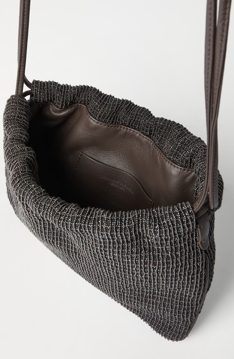 Brunello Cucinelli Riding leather soft pochette, Alternate, color, Black