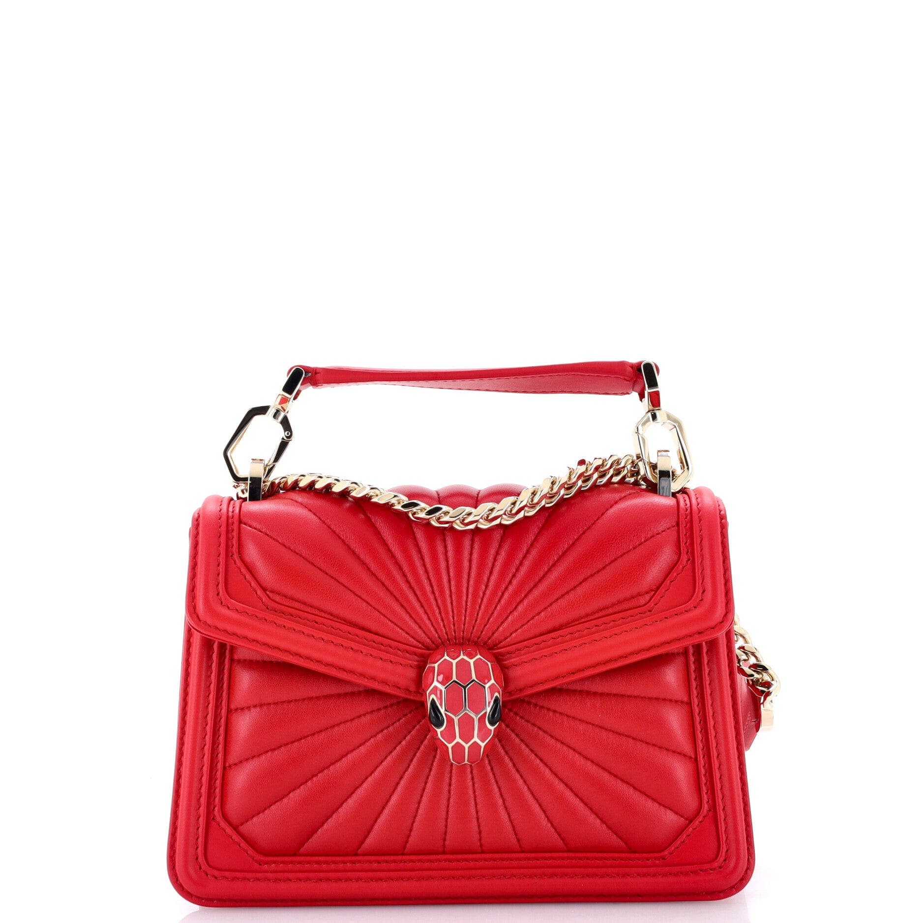 Serpenti Diamond Blast Shoulder Bag Quilted Leather Mini, Main, color, Red
